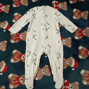 Fin & Vince Ribbed Pine Trees Footie Pajamas 6-12 Months